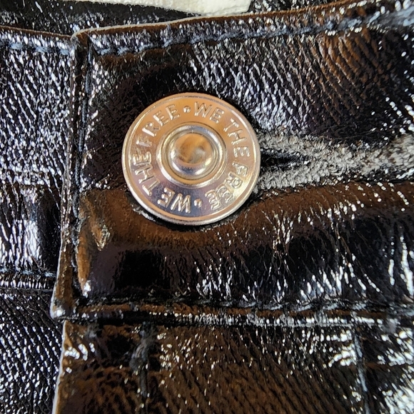 Free People We The Free Vegan Patent Leather Pant Button Fly 5  Pocket Black 28 - Picture 7 of 16